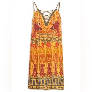 NEW Farm Rio Colored Macaws Golden Yellow Short Mini Dress S